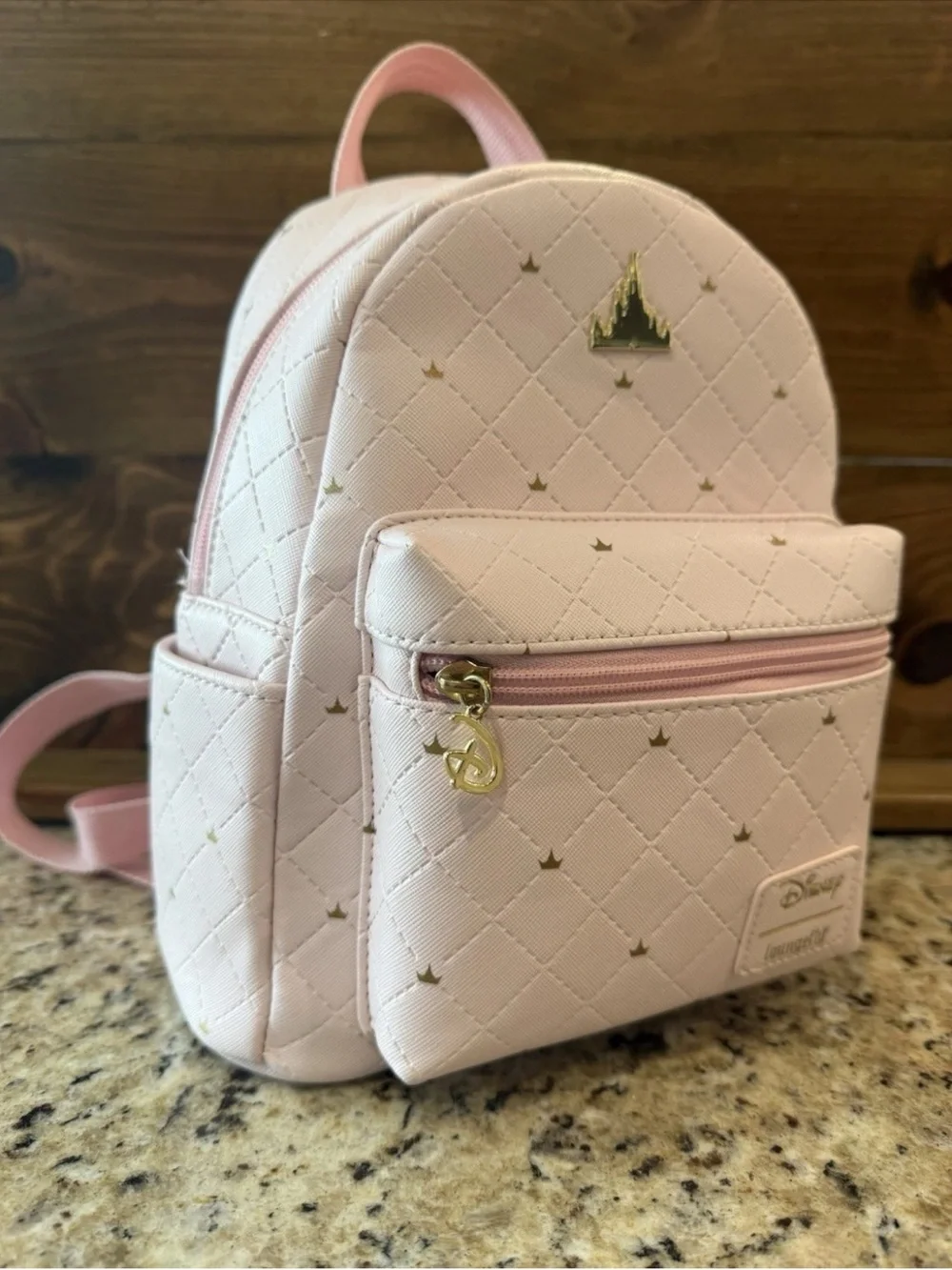 Loungefly Disney Pink Castle Mini Backpack Disneyland Pink Quilted Disney Day